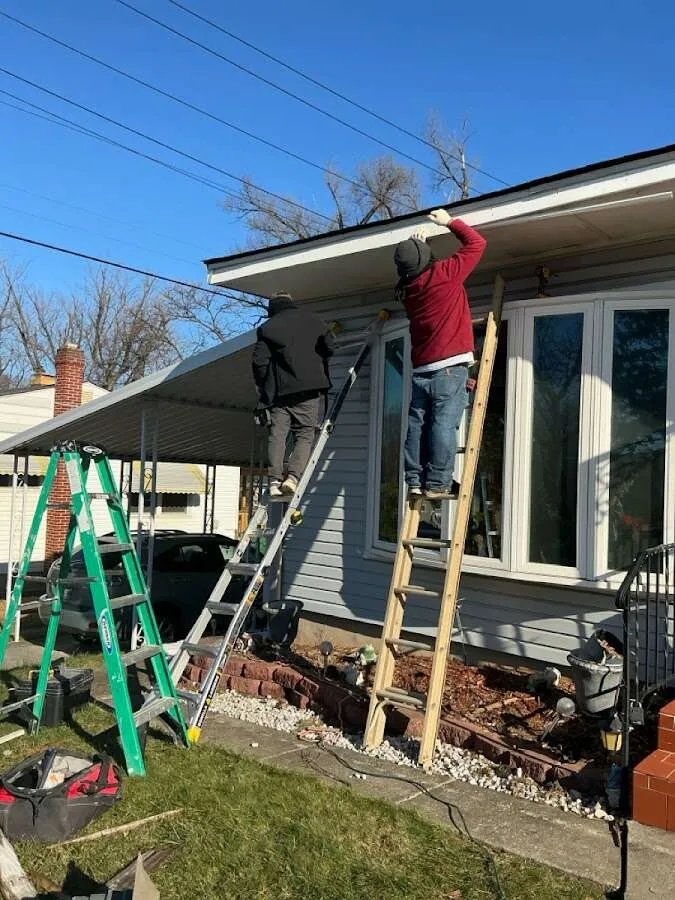 Restoration crew performing exterior repair in Marshalltown